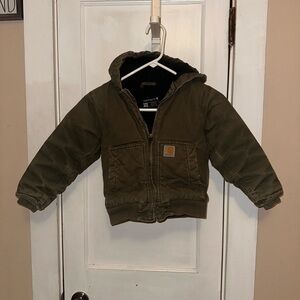 4-5 Toddler Carhartt Olive Green Canvas Jacket